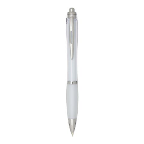 Stylo bille en plastique recyclé RCS avec corps et grip colorés (encre bleue) Nash Standard | Blanc | sans marquage | non disponible | non disponible
