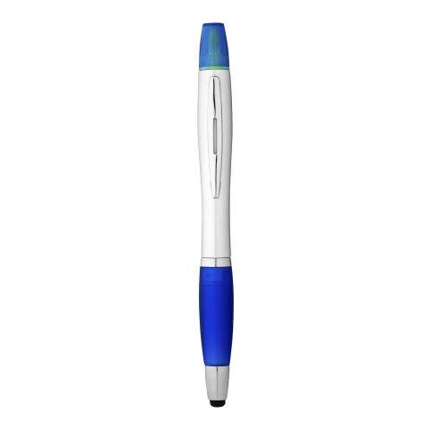 Stylo à bille avec fonction stylet et surligneur Nash Standard | Argent-Bleu royal | sans marquage | non disponible | non disponible