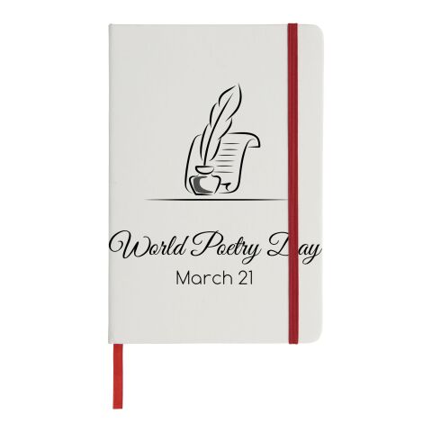 Carnet de notes Spectrum blanc avec élastique coloré A5 - pages lignées Standard | Blanc-Rouge | sans marquage | non disponible | non disponible | non disponible