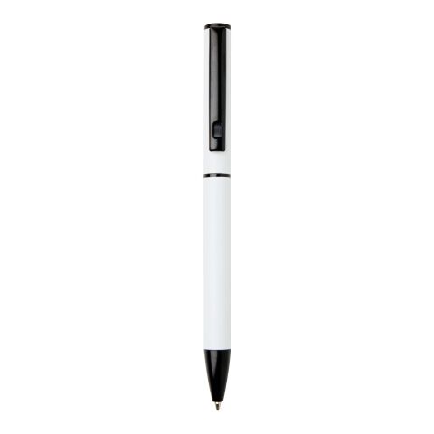 Stylo à bille à ressort en aluminium recyclé Verton avec capuchon (encre bleue) blanc