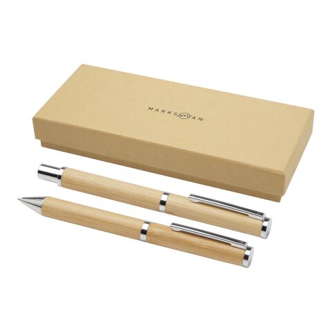 Coffret cadeau stylo bille et stylo roller Apolys en bambou Standard | Naturel | sans marquage | non disponible | non disponible