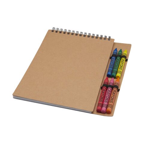 Carnet de notes à spirales Doodle A5 à couverture souple et set de crayons gras Standard | Naturel | sans marquage | non disponible | non disponible