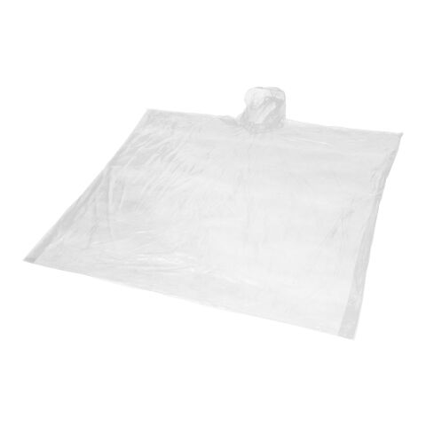 Poncho jetable pour la pluie Mayan recyclé certifié GRS avec pochette de rangement Standard | Blanc | sans marquage | non disponible | non disponible