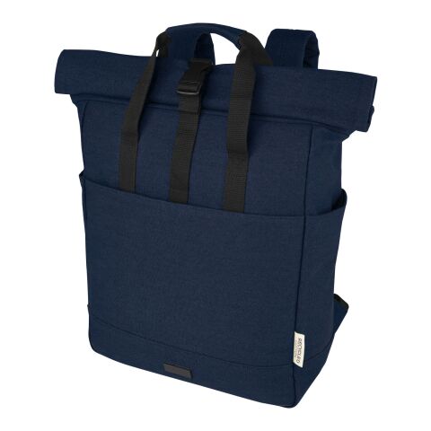 Sac à dos pour ordinateur portable Joey de 15 L en toile recyclée GRS 15 pouces avec dessus enroulable Standard | Deep blue | sans marquage | non disponible | non disponible | non disponible