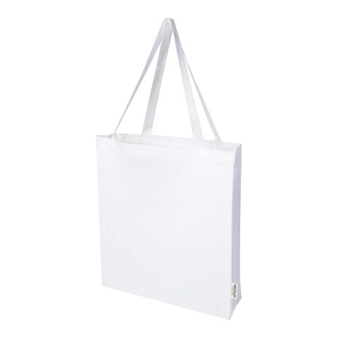 Sac shopping à soufflets Madras en coton recyclé 140&nbsp;g/m² certifié GRS Standard | Blanc | sans marquage | non disponible | non disponible | non disponible