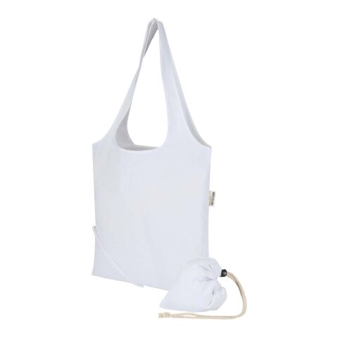 Sac fourre-tout pliable en coton recyclé GRS « Madras Blend » 140 g/m², 7 L blanc