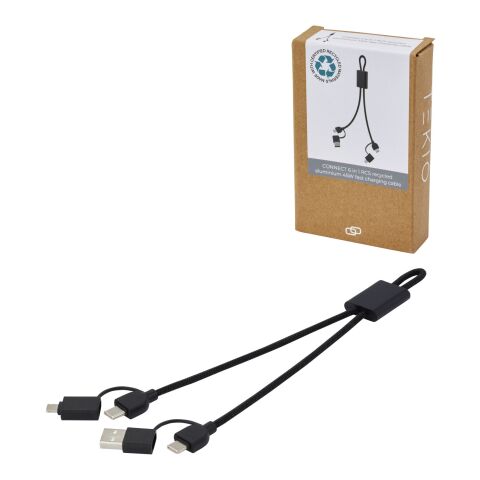 Câble de charge rapide Connect 6-en-1 de 45 W en aluminium recyclé certifié RCS Standard | noir | sans marquage | non disponible | non disponible