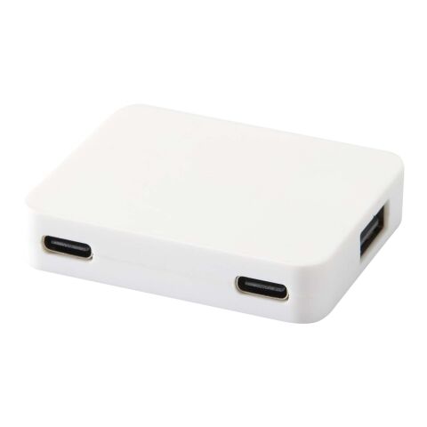 Hub USB 4 ports Gaia avec sortie USB-A et Type-C et double entrée - fabriqué en plastique recyclé Standard | Blanc | sans marquage | non disponible | non disponible