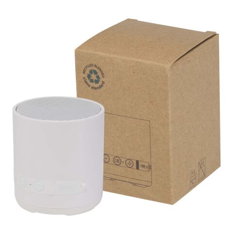 Haut-parleur Hunor sans fil de 3&nbsp;W en plastique recyclé Standard | Blanc | sans marquage | non disponible | non disponible