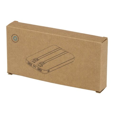 Batterie de secours Adhil de 10 000 mAh et 10 W en plastique recyclé avec 2 câbles intégrés Standard | Noir | sans marquage | non disponible | non disponible