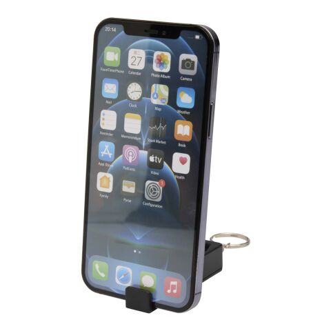 Support de téléphone Aggia avec jouet fidget en plastique recyclé Noir | sans marquage | non disponible | non disponible