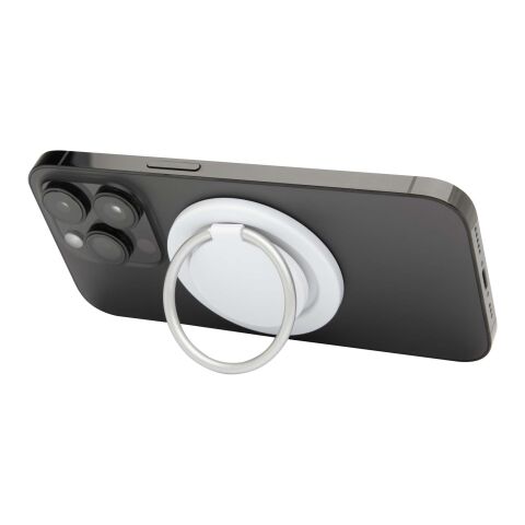 Support de téléphone Albali magnétique en plastique recyclé avec anneau de support Standard | Blanc | sans marquage | non disponible | non disponible