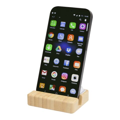 Support de téléphone Algol avec jouet fidget en plastique recyclé et détails en bambou Standard | Bois | sans marquage | non disponible | non disponible
