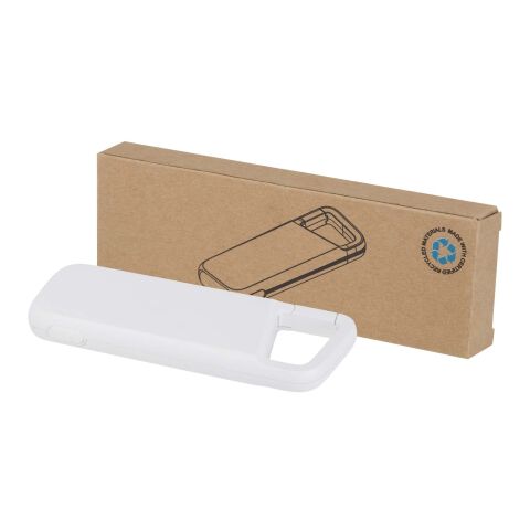 Batterie externe Alkes de 5 000 mAh et 12 W en plastique recyclé résistante à l’eau avec mousqueton Standard | Blanc | sans marquage | non disponible | non disponible