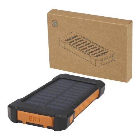 Batterie de secours solaire Altair robuste de 5 000 mAh et 10 W en plastique recyclé avec lampe de poche intégrée Standard | Noir | sans marquage | non disponible | non disponible
