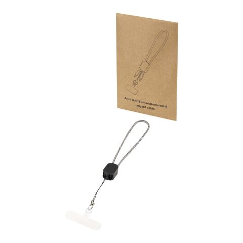 Lanyard de poignet recyclé Arich RCS avec câble de recharge Type-C de 20 W intégré noir