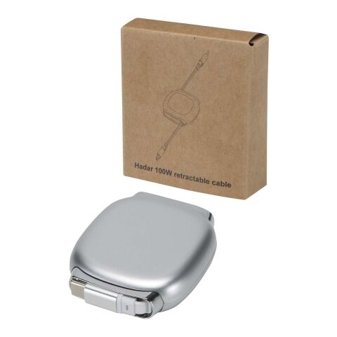 Câble de recharge PD CarPlay rétractable en plastique recyclé Alphard 100 W Argent