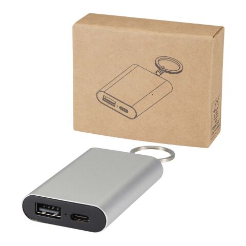 Batterie de secours Arcturus en aluminium recyclé de 2&nbsp;000&nbsp;mAh avec porte-clés Standard | Argent | sans marquage | non disponible | non disponible