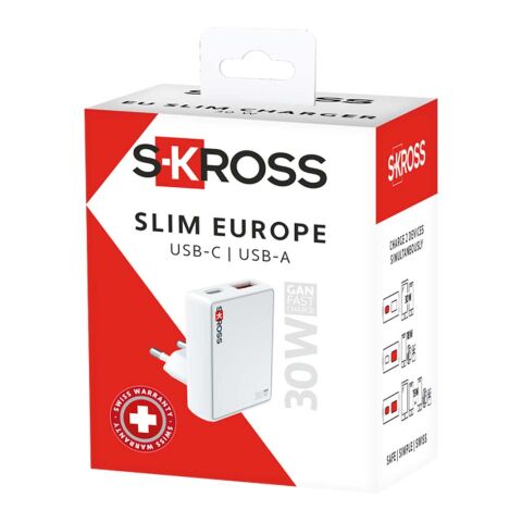 Chargeur mural SKROSS® Slim 30 W pour l'Europe blanc