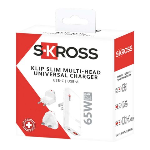 Chargeur multi-têtes SKROSS® Klip Slim 65 W blanc