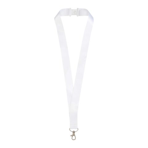Lanyard Addie en PET recyclé sublimation blanc-blanc | 15mm | Sublimation | all over, front | 15 mm x 900 mm