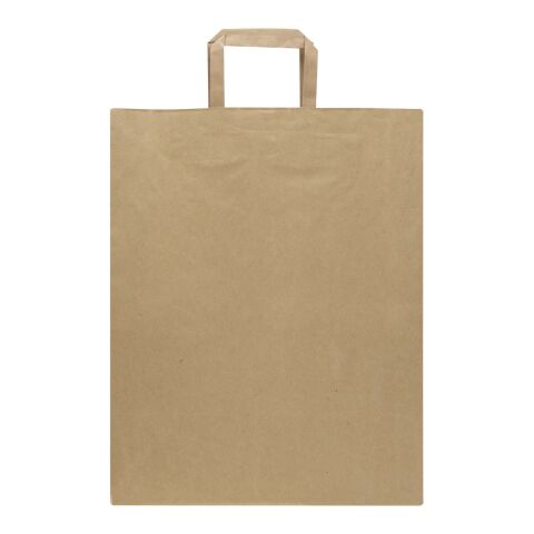 Sac en papier Kraft 80&nbsp;g/m2 avec poignées plates 25 x 15 x 32 cm Marron kraft | sans marquage | non disponible | non disponible