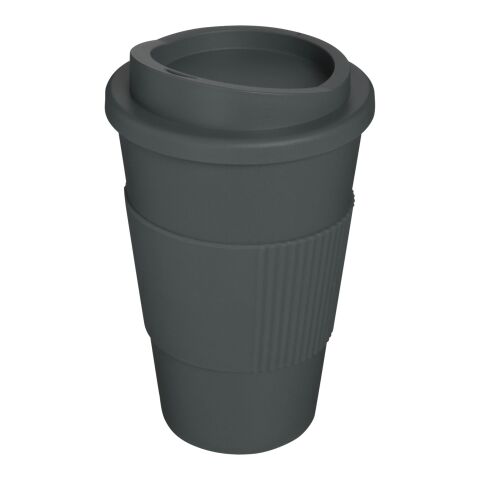 Gobelet isolant Americano® 350 ml avec bandeau antidérapant Gris | Sérigraphie 1 couleur | autour | 228 mm x 73 mm