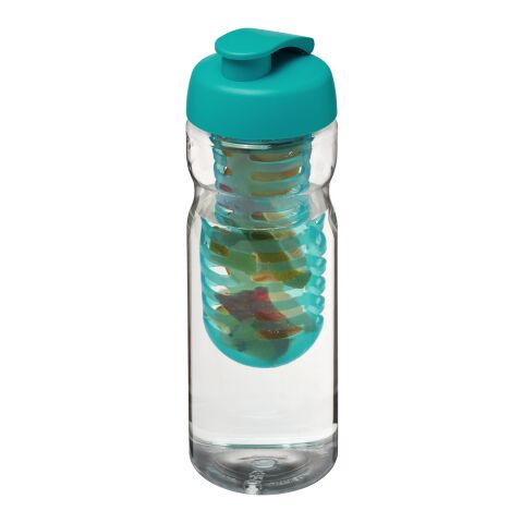 Bouteille H2O Base® infuseur fruit avec couvercle à clapet - 650 ml Translucide-Bleu aqua | sans marquage | non disponible | non disponible