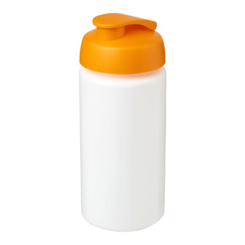 Bouteille Baseline® Plus GRIP de sport avec couvercle à clapet - 500 ml Blanc-Orange | sans marquage | non disponible | non disponible