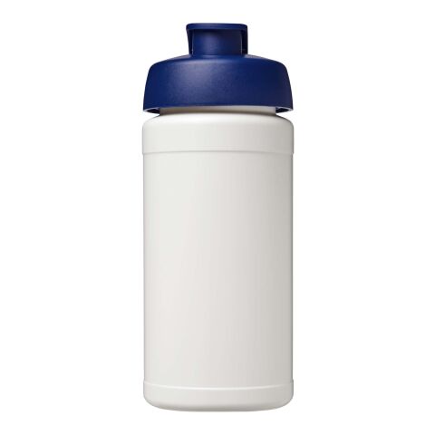 Bouteille de sport Baseline Rise de 500&nbsp;ml recyclée avec couvercle rabattable Blanc-Bleu | sans marquage | non disponible | non disponible