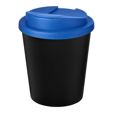 Gobelet recyclé Americano® Espresso Eco de 250&nbsp;ml avec couvercle anti-déversement Noir-Bleu minéral | sans marquage | non disponible | non disponible