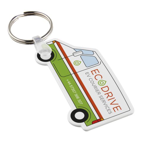 Porte-clés recyclé Tait en forme de minibus blanc | sans marquage | non disponible | non disponible