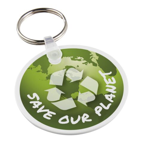 Porte-clés recyclé Tait circulaire blanc | sans marquage | non disponible | non disponible