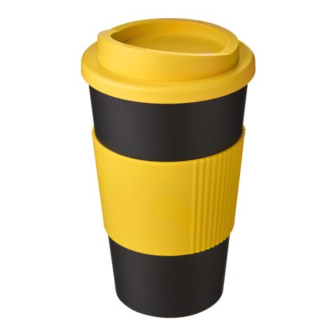 Gobelet Americano® de 350 ml avec isolation et grip Jaune-Noir | Sérigraphie 1 couleur | Gobelet | 228 mm x 73 mm
