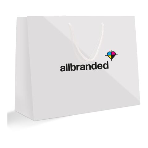 Sac papier avec cordelettes, format paysage 40 x 30 cm sans marquage | brillant | 244 - bleu marine