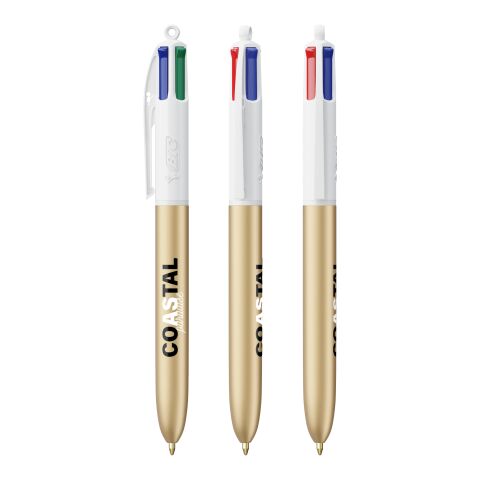 BIC® 4 Couleurs Glacé Blanc-or | Sérigraphie 1 couleur | Corps-centré clip | 30.00 mm x 43.00 mm