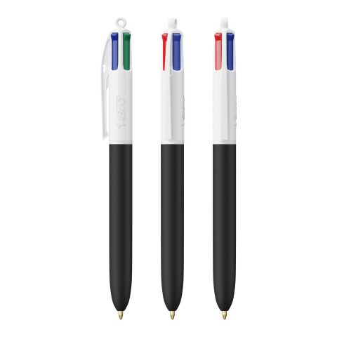 BIC® 4 Colours Soft Blanc-Noir | Sérigraphie 1 couleur | Corps-centré clip | 30.00 mm x 43.00 mm