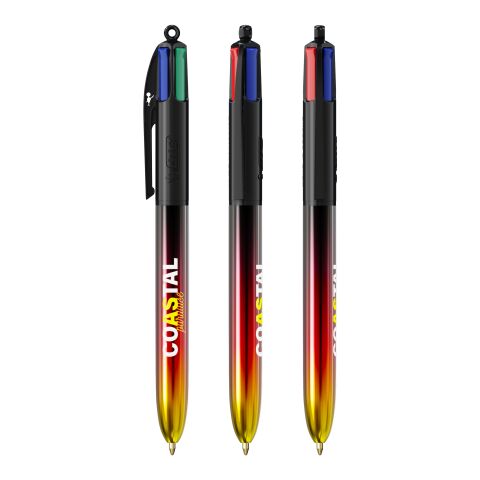 BIC® 4 Colours® Flags Collection + lanyard Noir-Noir-Rouge-Noir / rouge / jaune(3) | Sérigraphie 1 couleur | Partie haute-derrière le clip | 22.00 mm x 10.00 mm