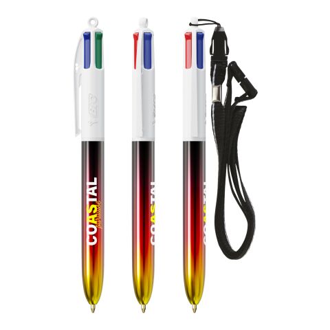 BIC® 4 Colours® Flags Collection + lanyard Blanc-Noir-Rouge-Noir / rouge / jaune(3)
