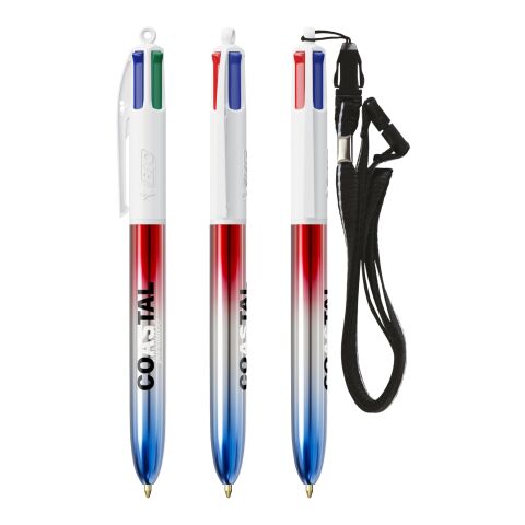BIC® 4 Colours® Flags Collection + lanyard Rouge argent bleu(3)-Rouge argent vert(2)-Rouge