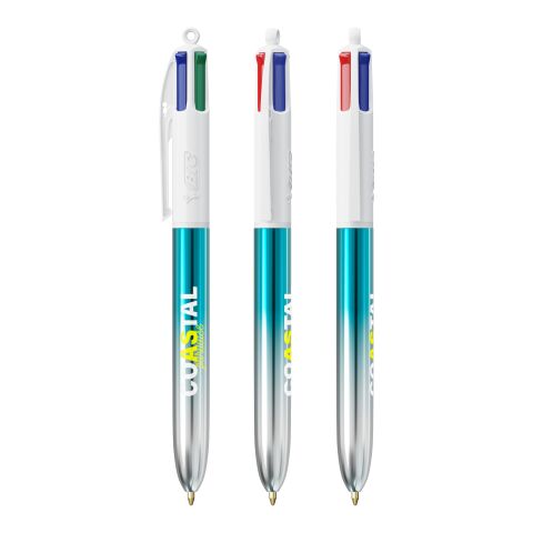 BIC® 4 Couleurs® Bicolor + Lanyard turquoise | Sérigraphie 1 couleur | Corps-À la droite du clip | 30.00 mm x 43.00 mm