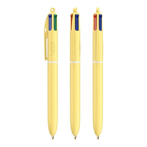 BIC® 4 Couleurs® Pastel jaune/noir | Sérigraphie 1 couleur | Corps-À la droite du clip | 30.00 mm x 43.00 mm