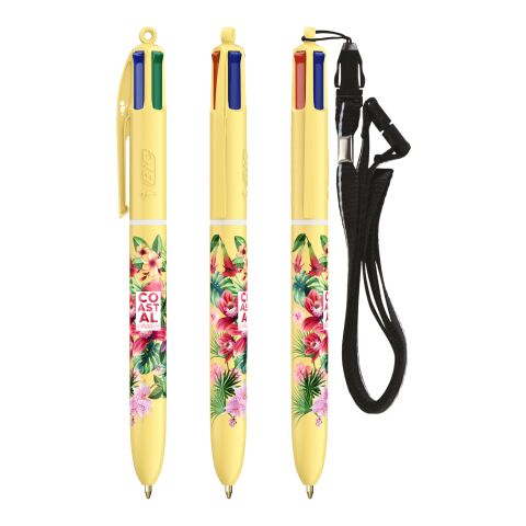 BIC® 4 Couleurs® Pastel + Lanyard Jaune
