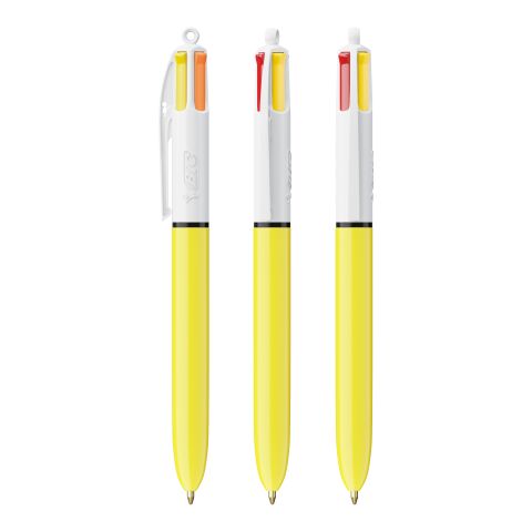 BIC® 4 Couleurs Sun Blanc-jaune | Sérigraphie 1 couleur | Corps-Centré clip | 30.00 mm x 43.00 mm