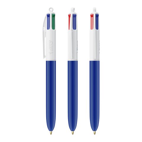 BIC® 4 Couleurs bille Blanc-Blanc-bleu marine | Sérigraphie 1 couleur | Corps-à la droite du clip | 30.00 mm x 43.00 mm