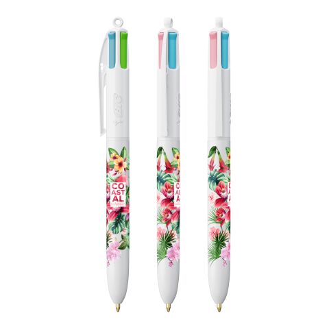 BIC® 4 Couleurs Fashion bille blanc | Sérigraphie 1 couleur | Partie haute-Derrière le Clip | 22.00 mm x 10.00 mm