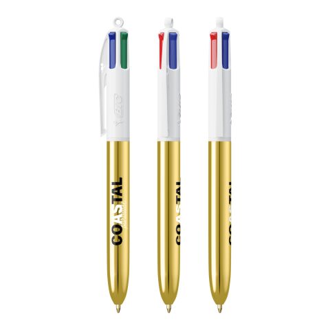 BIC® 4 Couleurs Shine bille Blanc-or | Sérigraphie 1 couleur | Corps-à la droite du clip | 30.00 mm x 43.00 mm