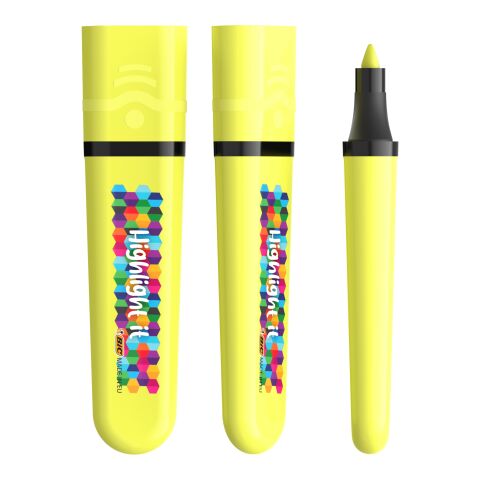 BIC® Highlighter Flat jaune/noir | sans marquage | non disponible | non disponible