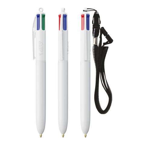 BIC® 4 Colours® ECO + lanyard blanc