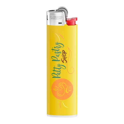 BIC® J23 Briquet jaune/noir | Sérigraphie 1 couleur | Corps-Face arrière | 16.00 mm x 50.00 mm